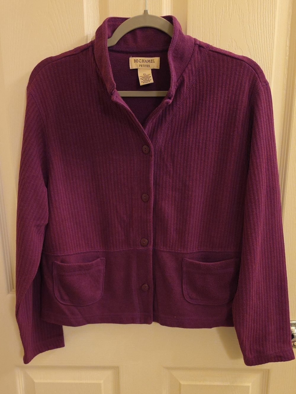 Bechamel Women's Purple Button-Front Sweater Jacket